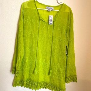 Line Green Embroidered Shirt